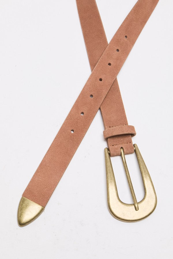 Free People Cannon Suede Belt in Cognac, flat view