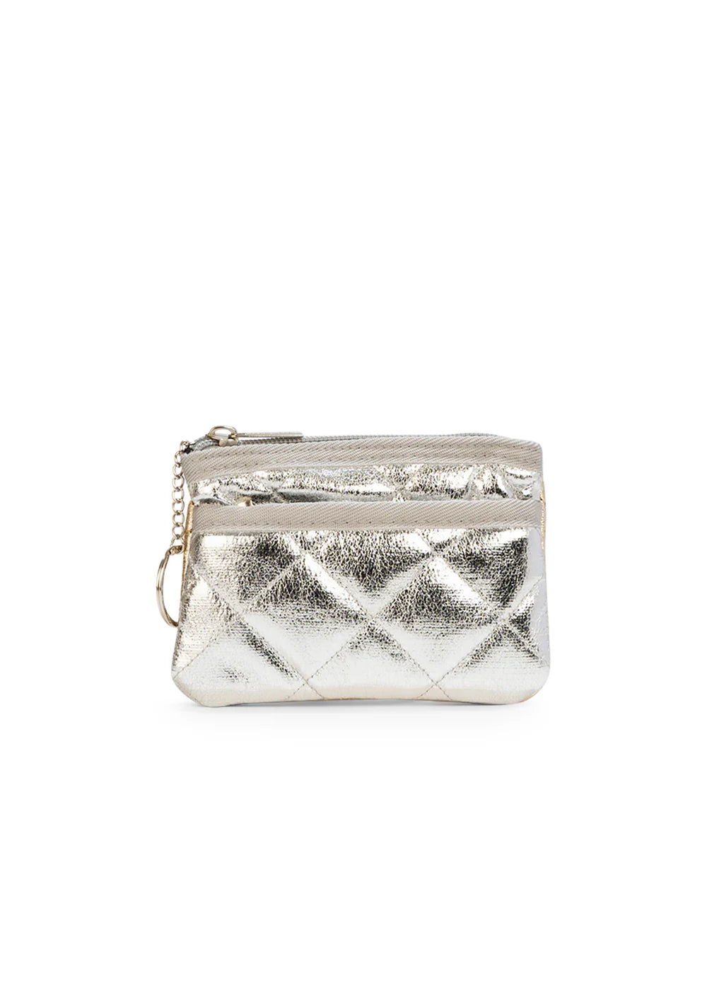 Haute Shore Max Mixx Gold and Silver Quilted Vegan Leather. This quilted card case comes in a chic duo chrome design and is the perfect everyday wallet to keep all your essentials close by.
