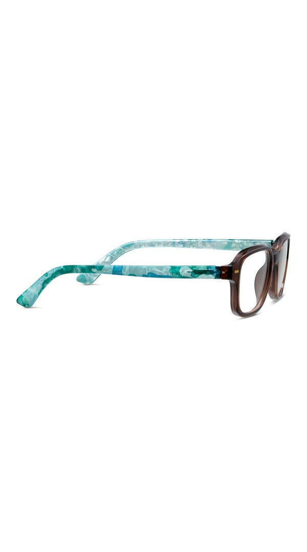 Peepers Fable Reading Glasses in Mocha Turquoise Quartz, side view