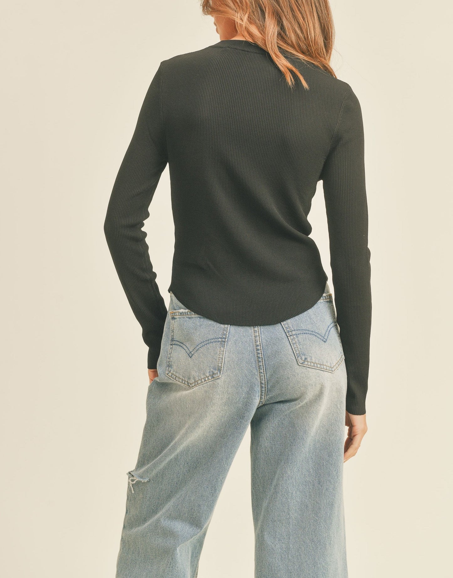 Ribbed Long Sleeve Basic Top