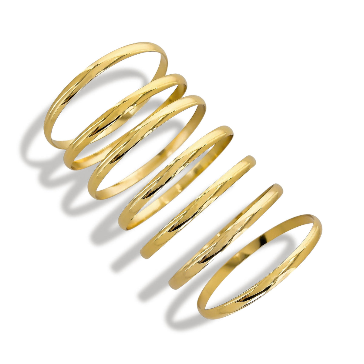 OMG blings 7pc Water Resistant Bangle Set in Gold, stacked view