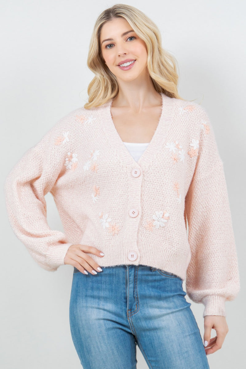 カーディガン IONSEOUL City Embroidery V-neck Cardigan V Neck Cardigan - Poly Tricot Chiffon | NEEDLES(ニードルズ