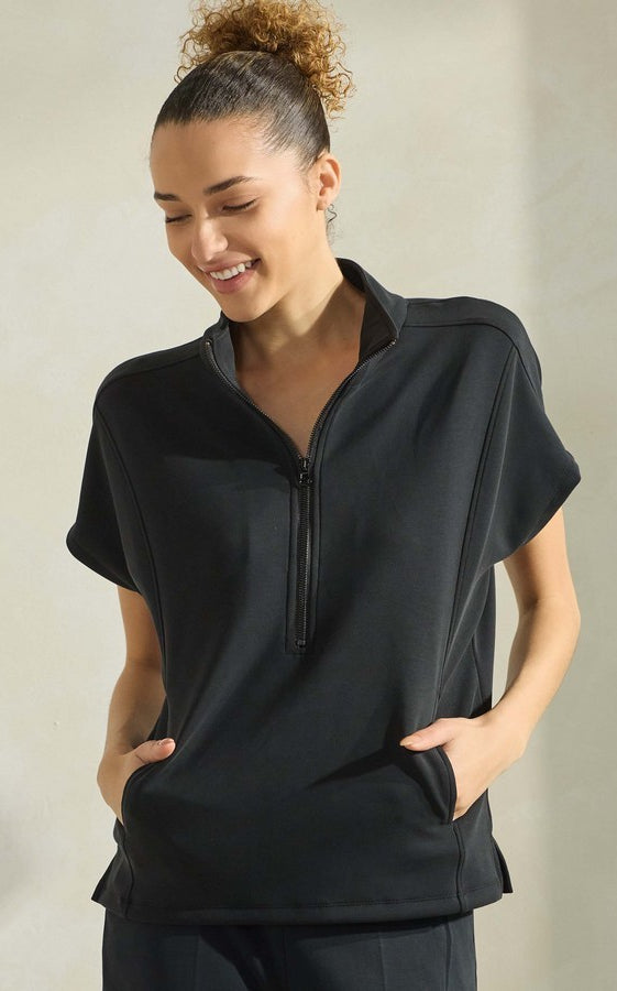 women’s half zip top, half zip pullover, athleisure top, sporty chic top, casual half zip top, women’s pullover top, relaxed fit top, everyday athleisure top, lightweight pullover, casual lounge top, modern athleisure top, women’s casual pullover, sporty lounge top, women’s zip neck top, boutique athleisure top