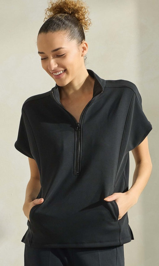 women’s half zip top, half zip pullover, athleisure top, sporty chic top, casual half zip top, women’s pullover top, relaxed fit top, everyday athleisure top, lightweight pullover, casual lounge top, modern athleisure top, women’s casual pullover, sporty lounge top, women’s zip neck top, boutique athleisure top