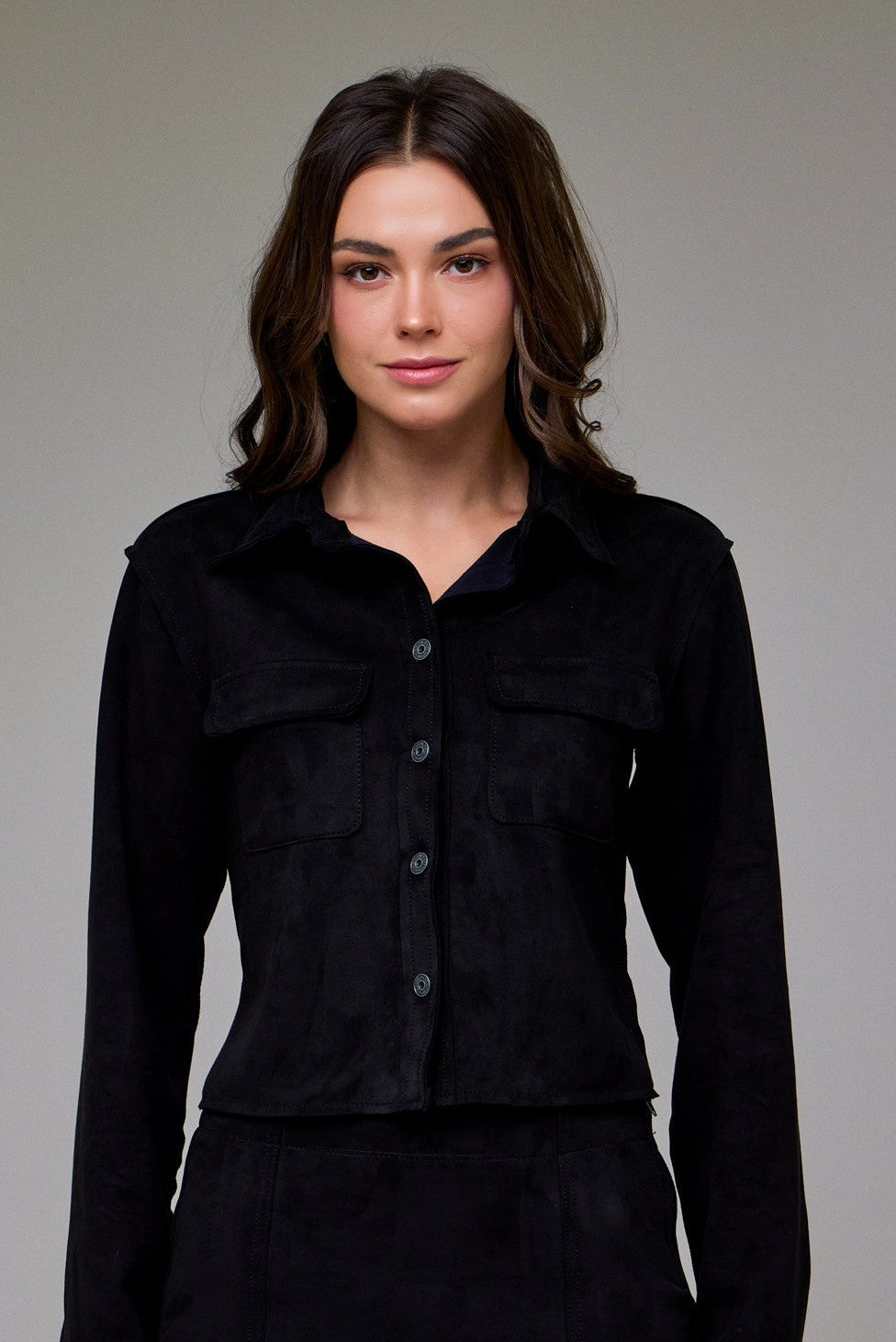 faux suede shirt, suede button up top, suede blouse, fall suede shirt women, soft faux suede jacket, women’s button front shirt, neutral fall top, chic suede layering piece, fall outfit, stylish suede shirt, women’s faux suede button down