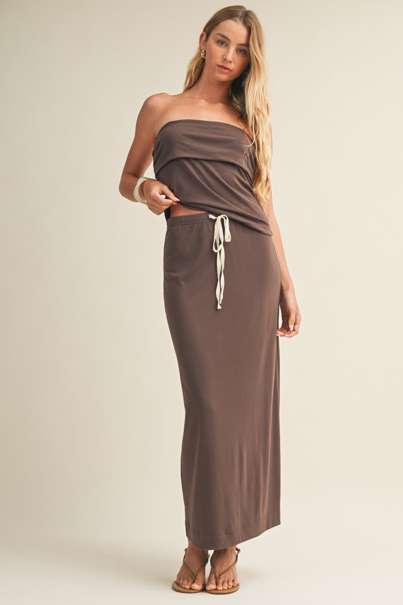 two piece set, matching set, strapless top set, maxi skirt set, vacation matching set, casual matching set, lounge to street set, boutique two piece set, resort wear set, easy outfit set, women’s matching set, summer two piece set