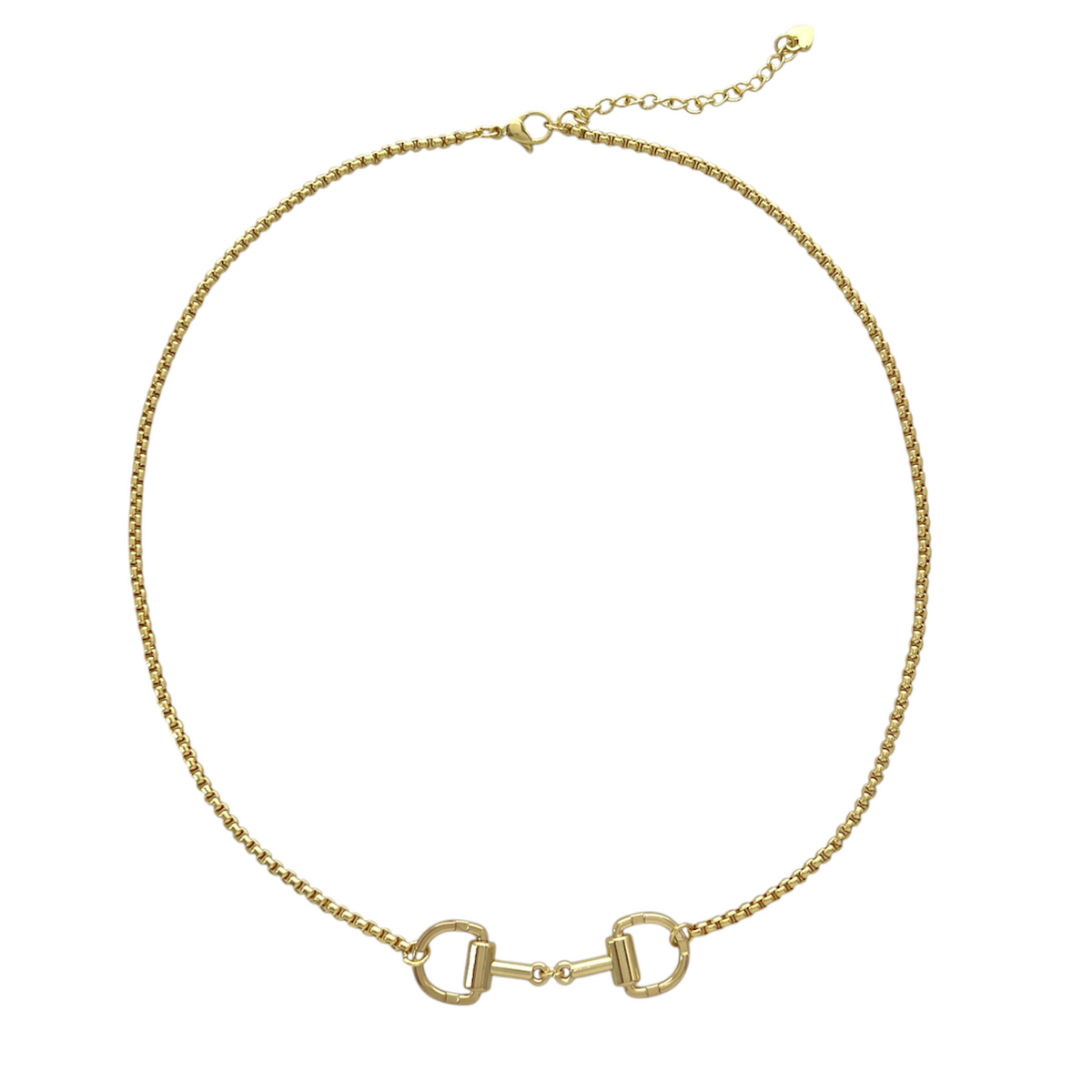OMG blings Horsbit Link Necklace in Gold, front view