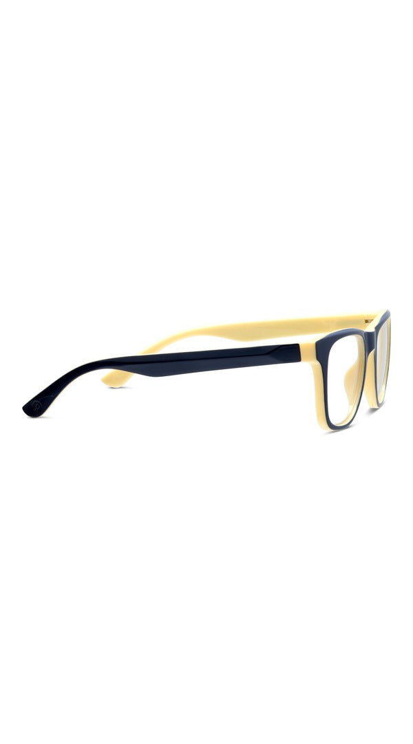 Peepers Rally Reading Glasses in Navy Yellow, side view