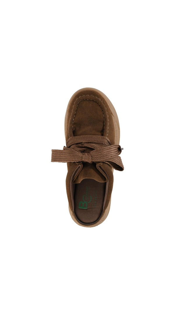 Seychelles Evolution Platform Mules in Brown, top view
