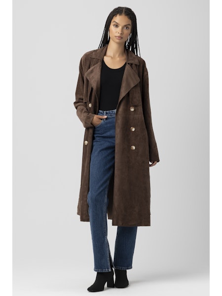 Blank NYC Faux Suede Trench in down to earth