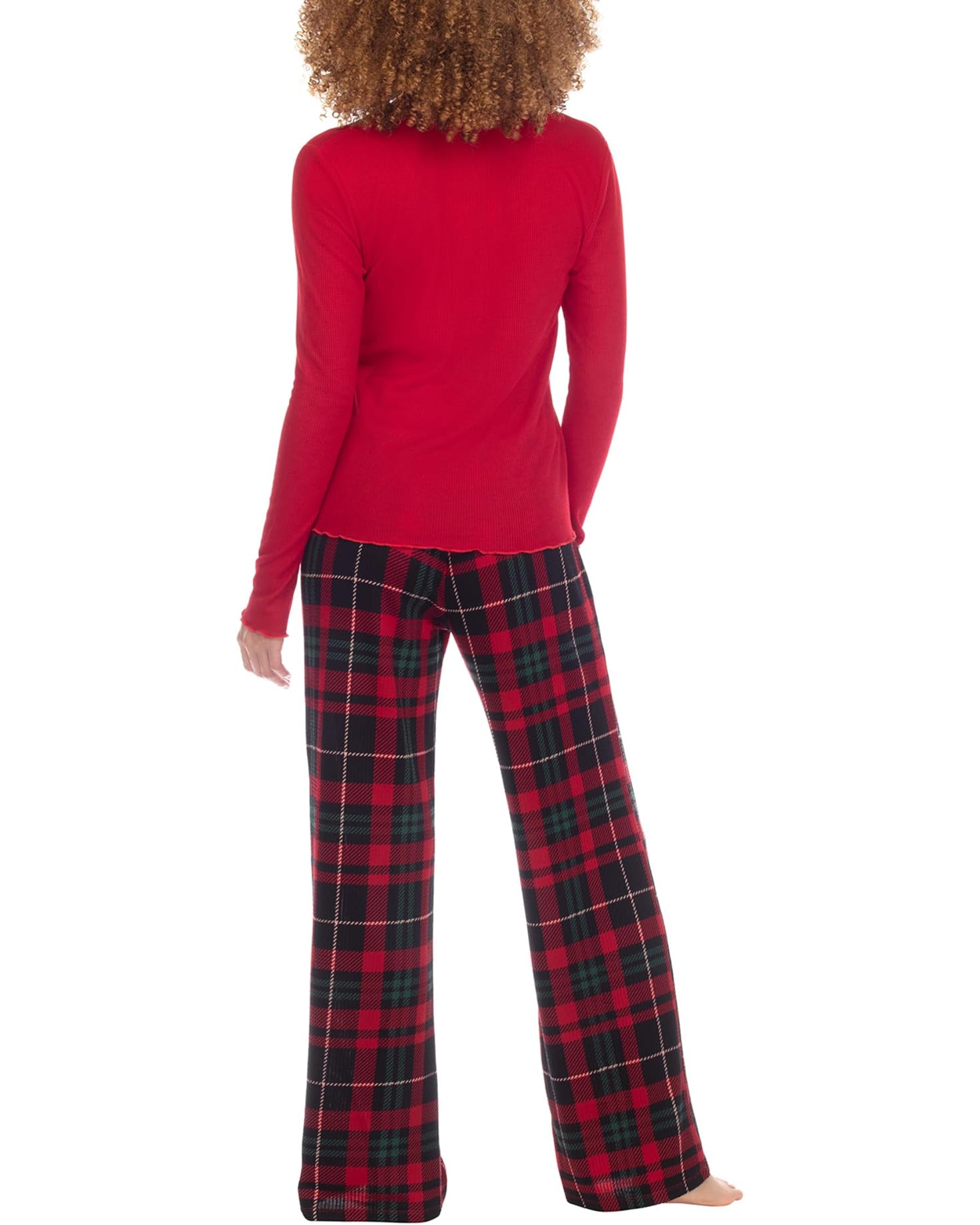 Honeydew Snowed In PJ Set Merry Plaid. Sleep sweetly in waffle-knit pajamas featuring a lettuce-edge top paired with matching plaid pants for the ultimate cozy and comfortable look and feel.