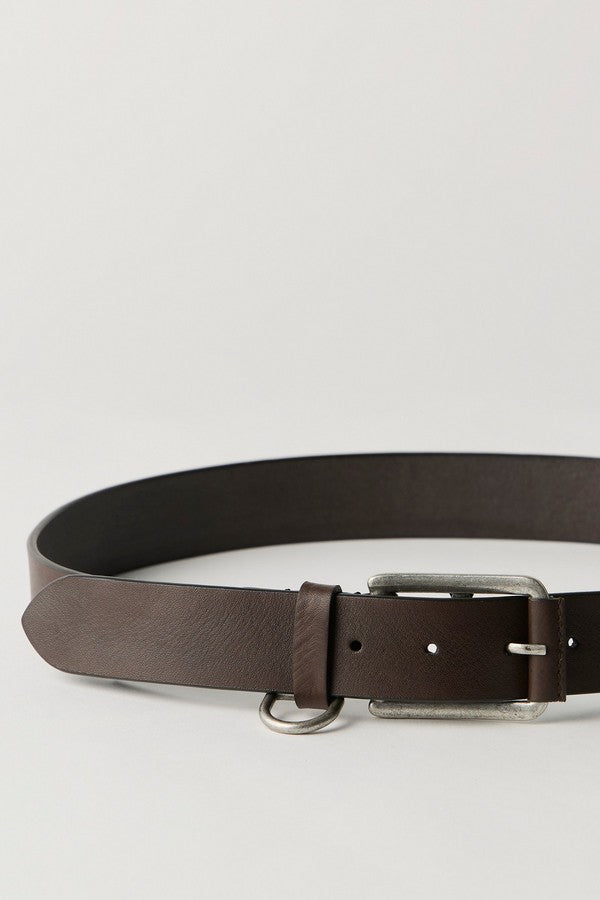 Free People Brooklyn Belt in Bitter Bark, buckle and strap laid out