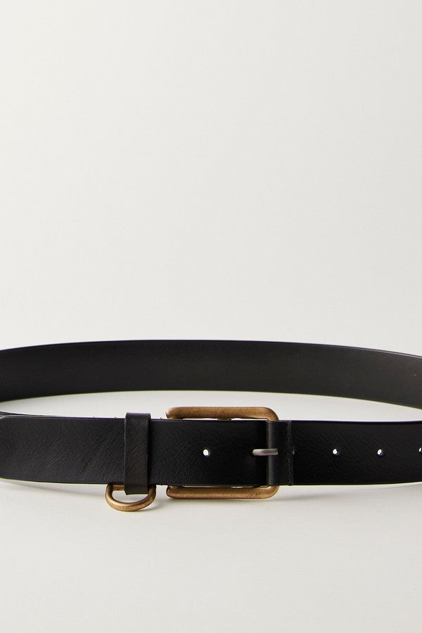 Free People Brooklyn Belt in Black, buckle and strap laid out