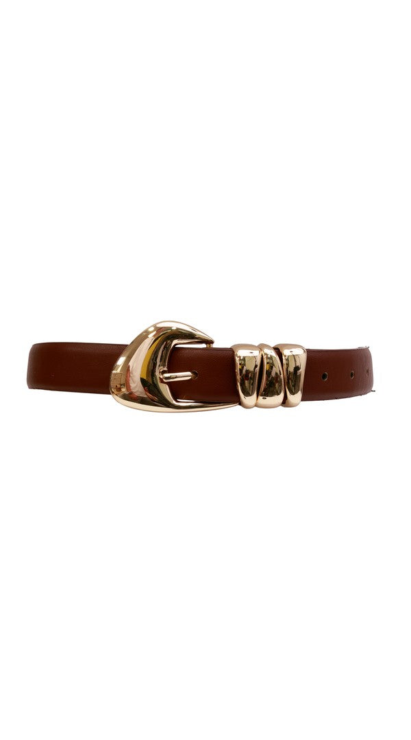 Alexa Koi Western Belt With Triple Hardware in Brown, front view