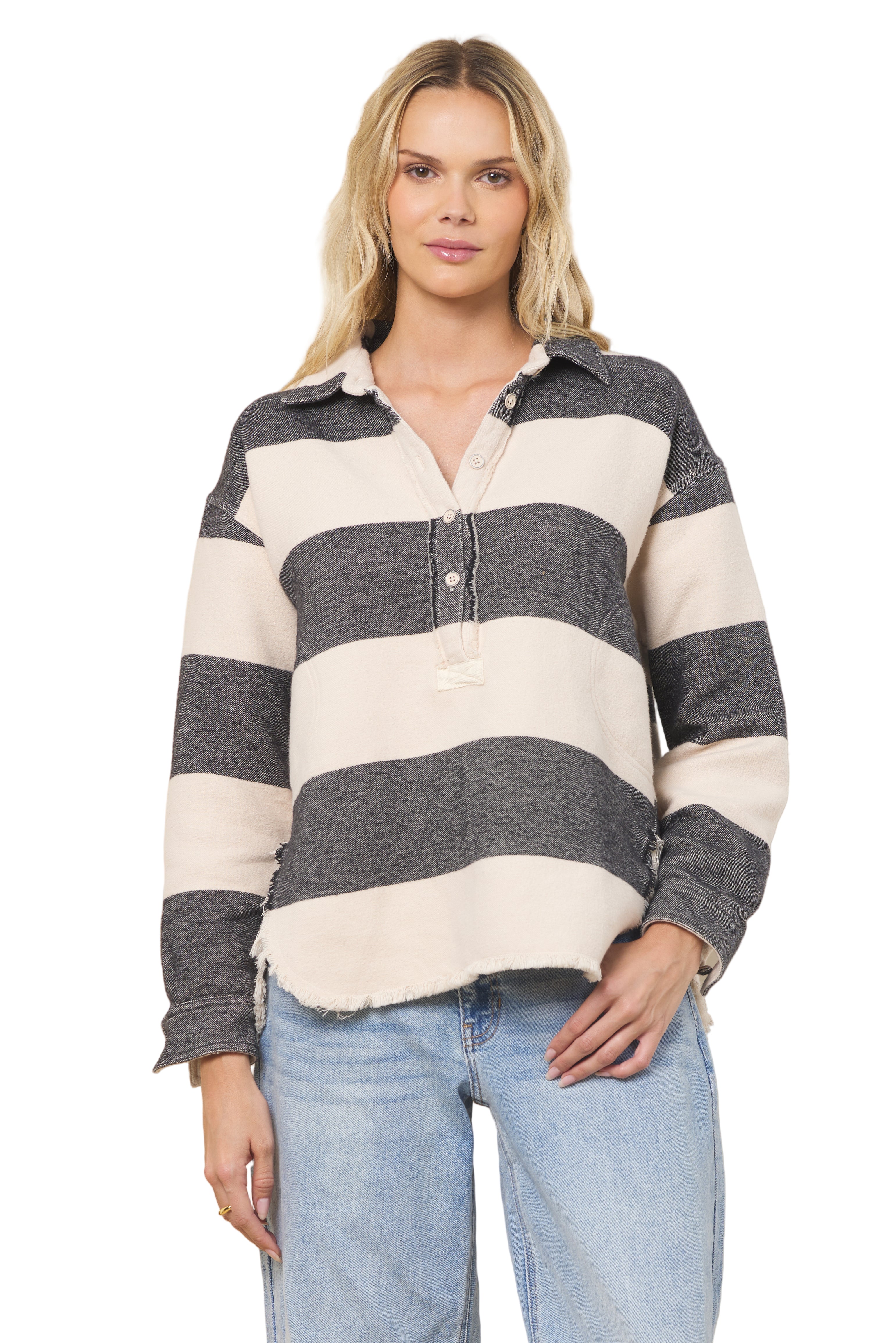 Vintage Havana button up stripe polo