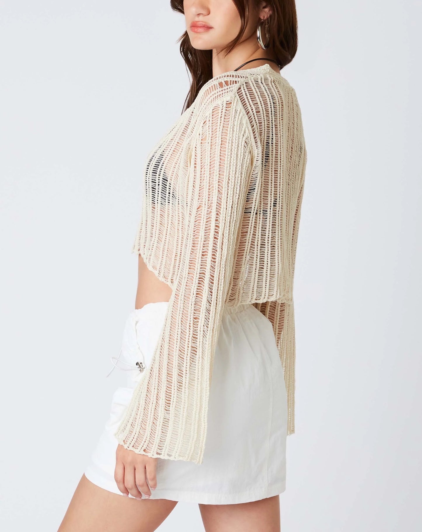 Open Stich Crop Sweater