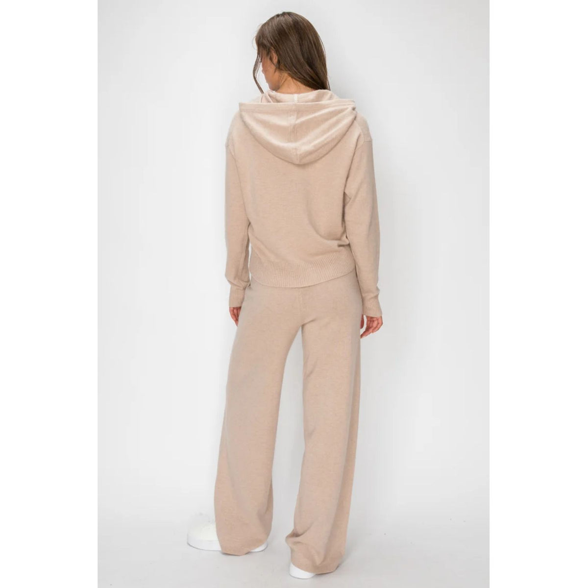 Women's Cloudmere Zip Hoodie in Oat Melange featuring a front zipper, drawstring hood, relaxed fit, and ribbed cuffs.