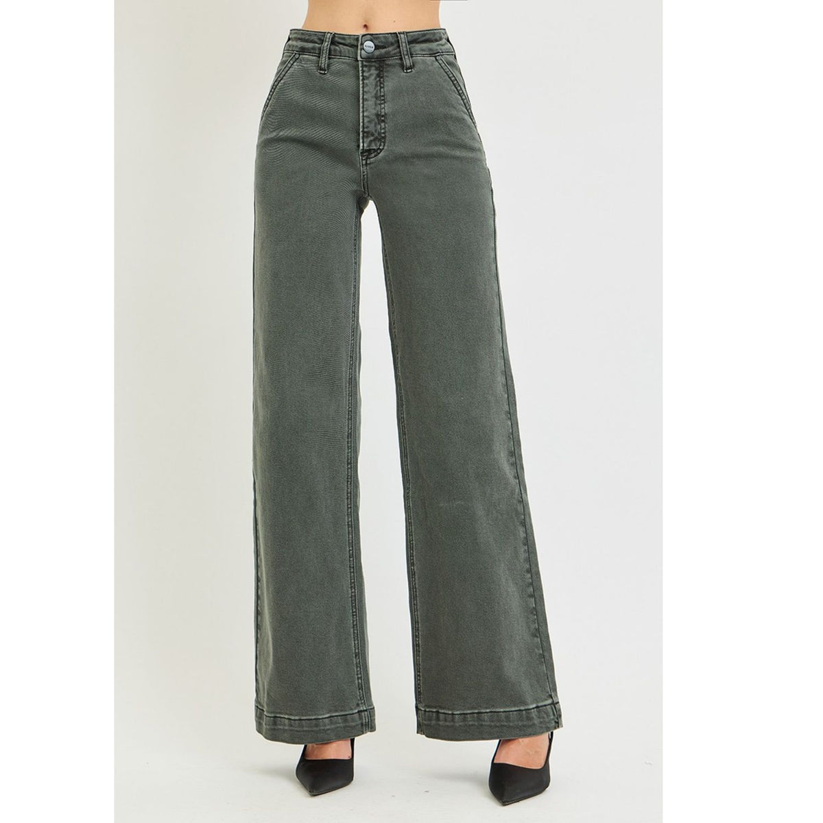 High-Rise Wide-Leg Slant Pocket Pants featuring a flattering high-rise waist, relaxed full-length wide-leg silhouette, and functional slant pockets for a polished, modern look.