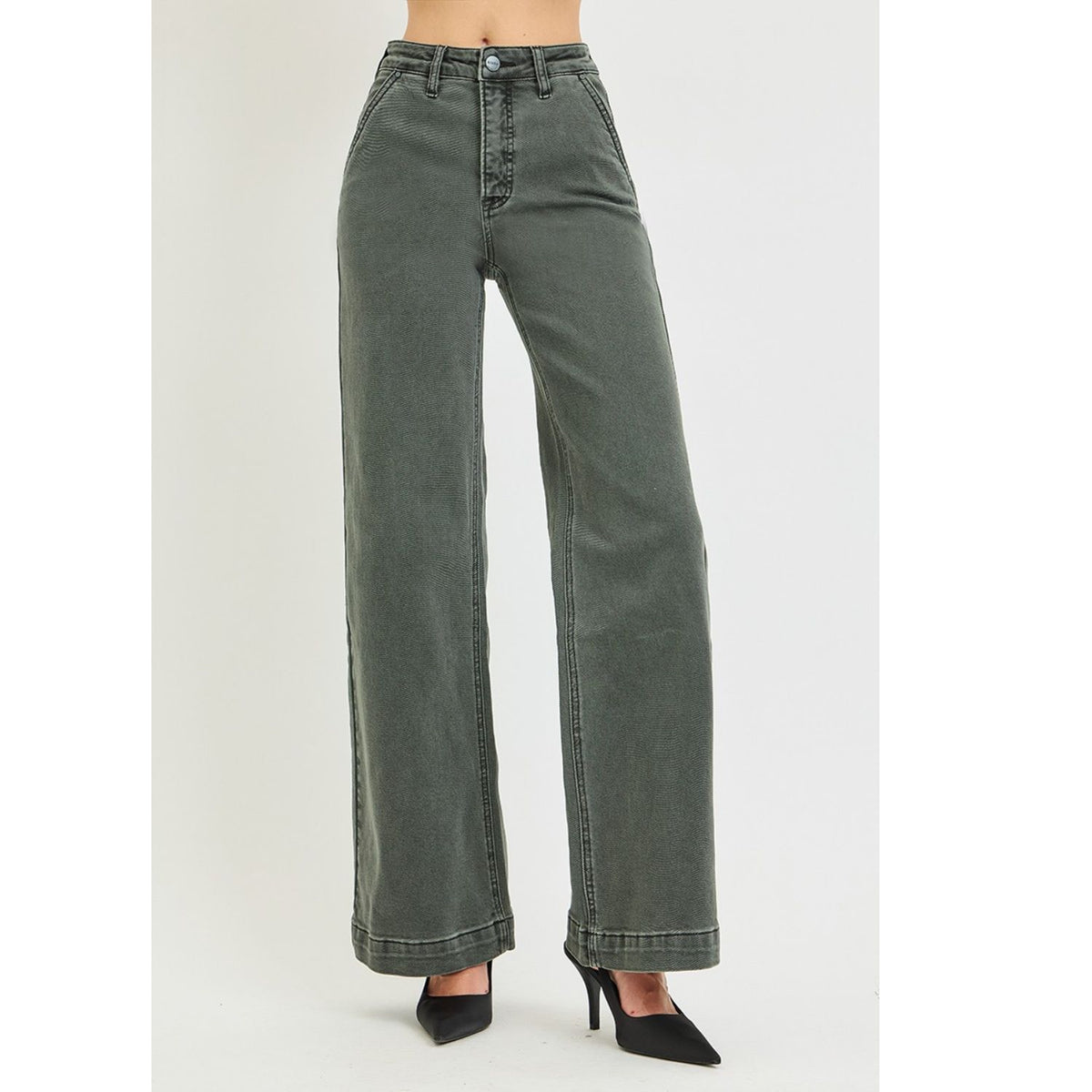 High-Rise Wide-Leg Slant Pocket Pants featuring a flattering high-rise waist, relaxed full-length wide-leg silhouette, and functional slant pockets for a polished, modern look.
