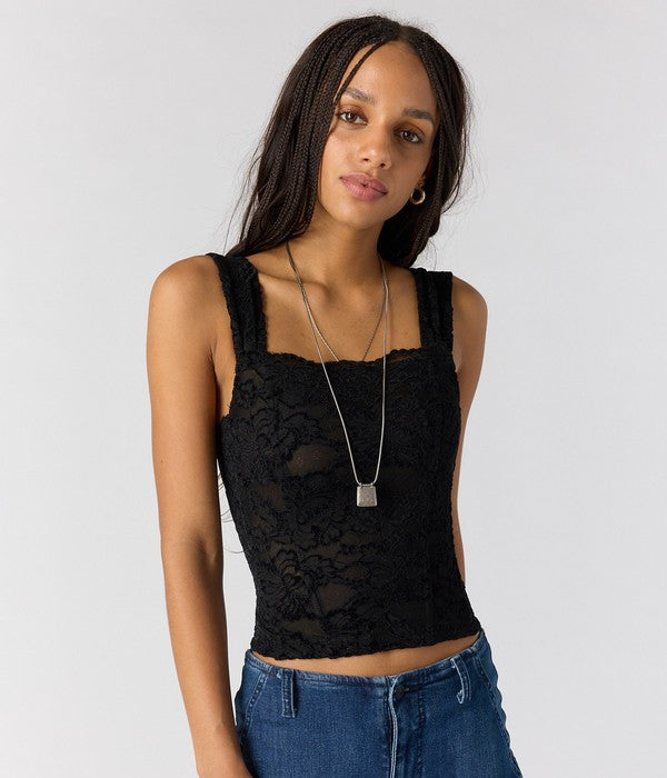 Free People Pretty Little Secrets Corset in Black, front view