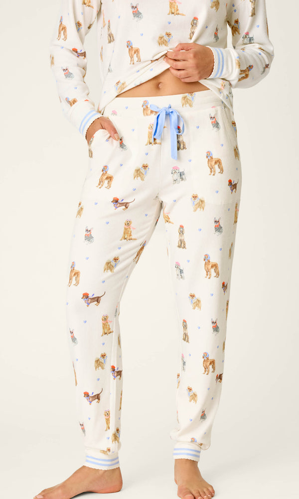 P.J. Salvage Meet Me in Pawris jogger pajama pants in Ivory