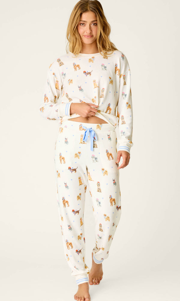 P.J. Salvage Meet Me in Pawris jogger pajama pants in Ivory