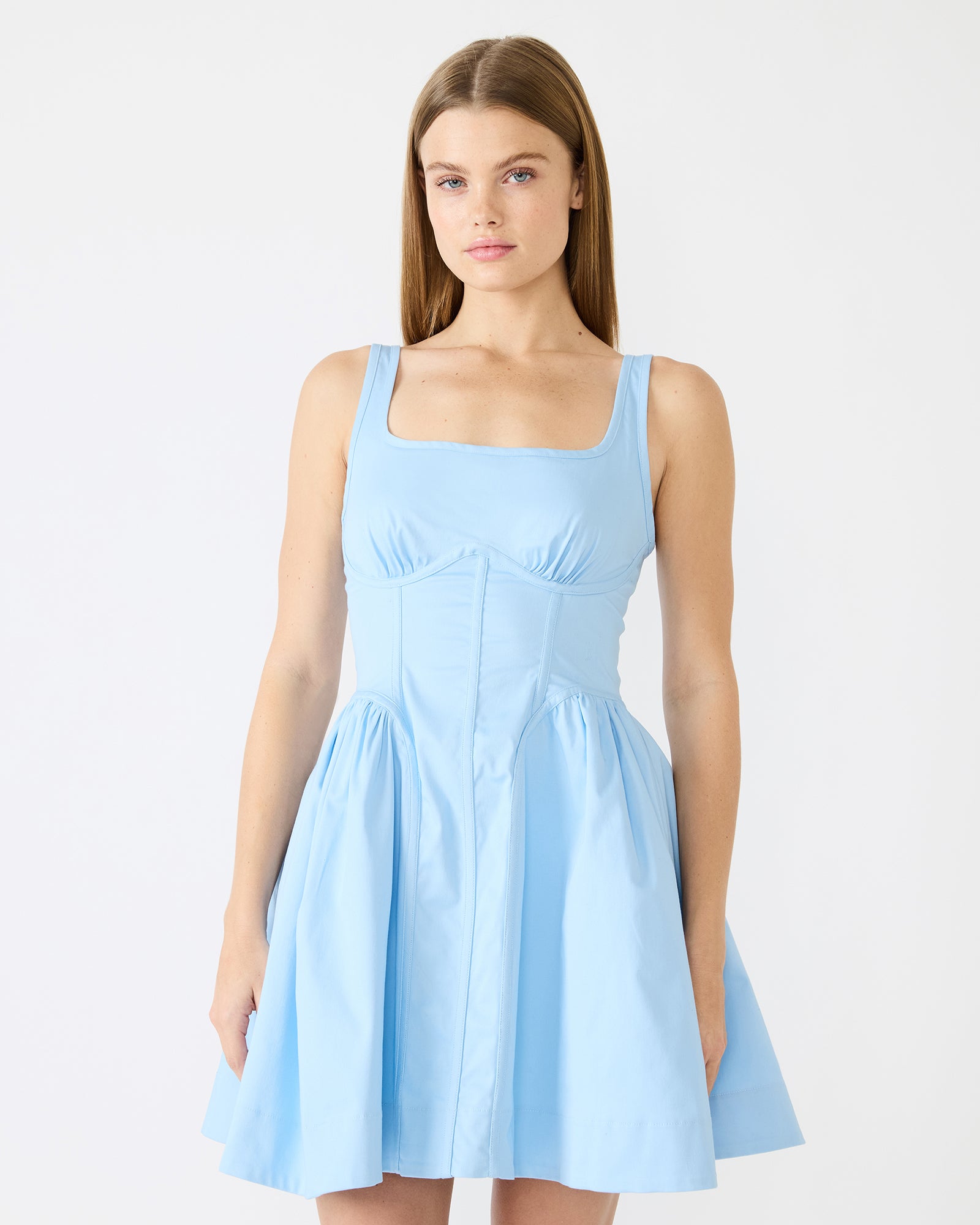 fit and flare dress, sleeveless mini dress, square neck mini dress, structured mini dress, everyday dress women, casual mini dress, feminine mini dress, warm weather dress, weekend wear dress, women’s dresses, casual essentials
