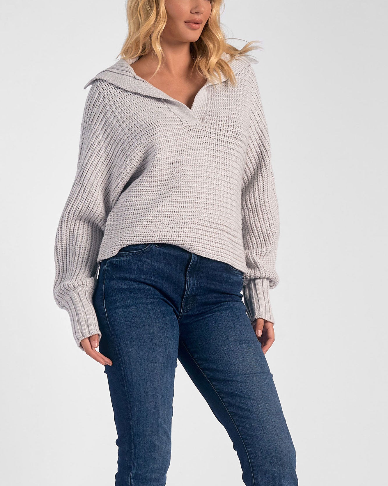 Elan V-Neck Open Collar Sweater