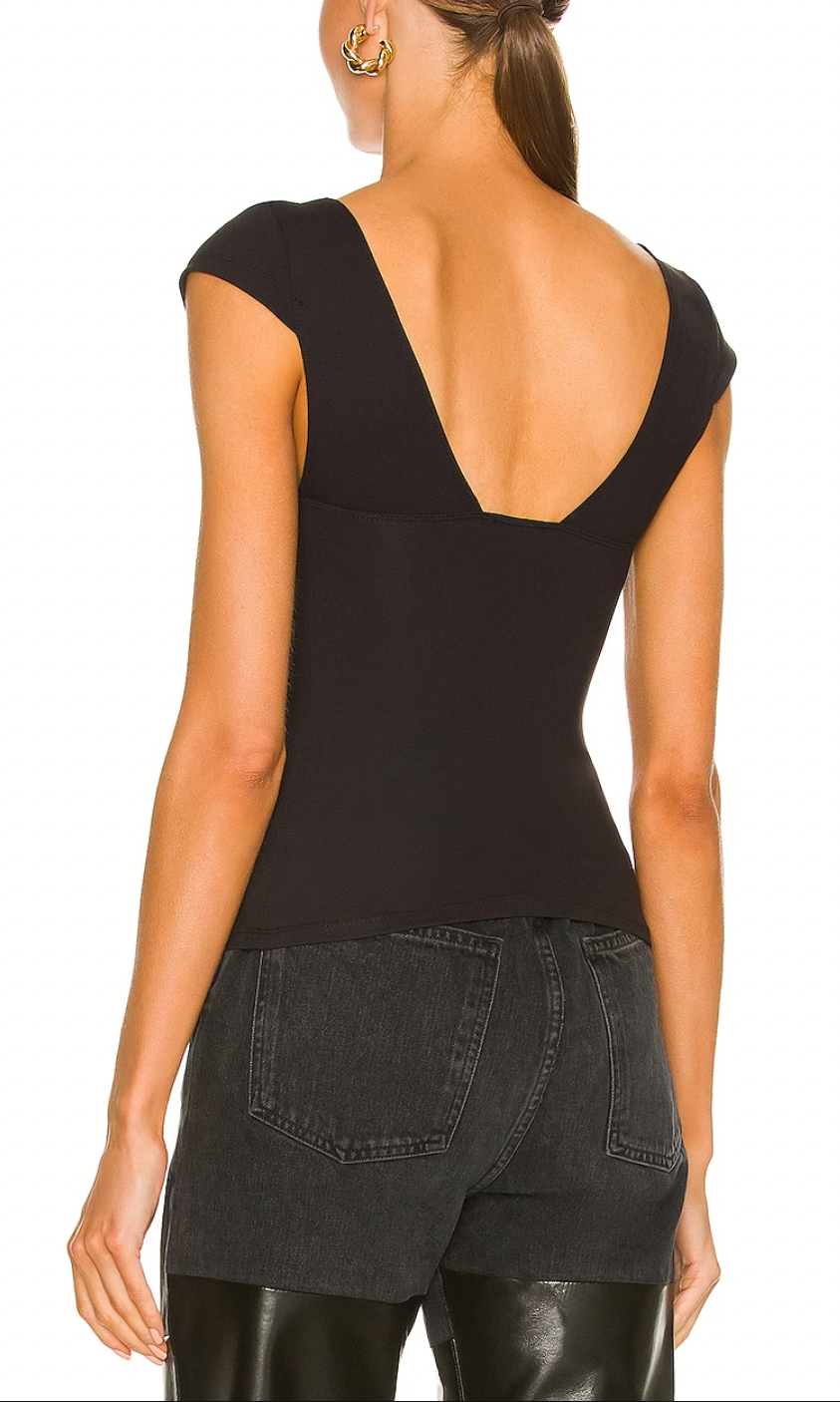Free People Duo Corset Cami Black. One part bra, one part cami, this corset-inspired style features a deep sweetheart neckline with capped sleeves and seamed cup design, featured in an innovative, sculpting duo fabric that enhances your natural shape with a compressive (never constricting!) mesh underlayer.