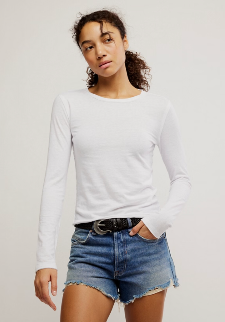 free people nova long sleeve basic cotton tee shirt