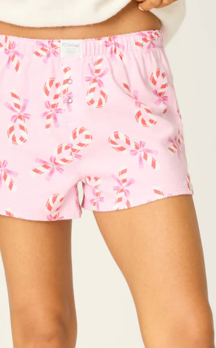 candy cane boxer shorts, holiday boxer shorts women, pink christmas pajama shorts, festive sleep shorts, women’s holiday loungewear, christmas candy cane print, cute holiday pjs, cozy christmas sleepwear, women’s boxer pajama shorts, holiday gift pajamas, christmas loungewear set, soft pajama shorts women, festive bedtime shorts, seasonal sleepwear women, cute christmas pajamas women