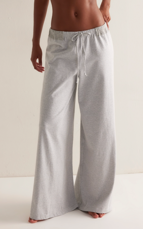 striped wide leg pants women, relaxed lounge pants boutique style, casual chic wide leg trousers women, comfy travel pants women boutique, elastic waist wide leg pants, everyday loungewear women fashion, effortless resort style pants women, soft relaxed fit trousers women, boutique lounge pants women, easy casual outfit bottoms women