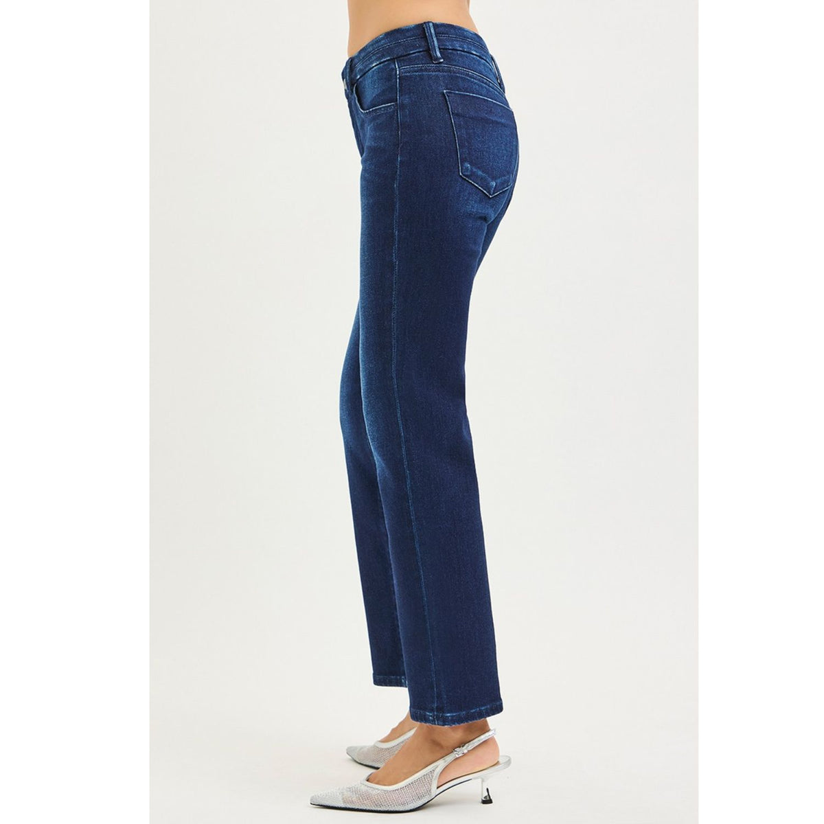 Tummy Control Mid-Rise Ankle Straight Jeans featuring a flattering tummy-control waist, streamlined straight-leg silhouette, and versatile ankle-length design.