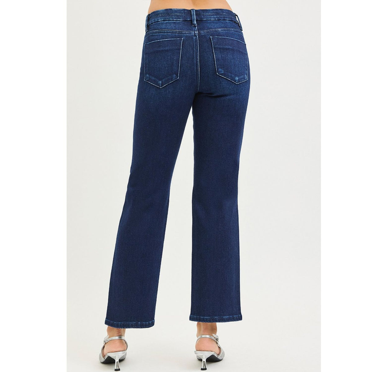 Tummy Control Mid-Rise Ankle Straight Jeans featuring a flattering tummy-control waist, streamlined straight-leg silhouette, and versatile ankle-length design.
