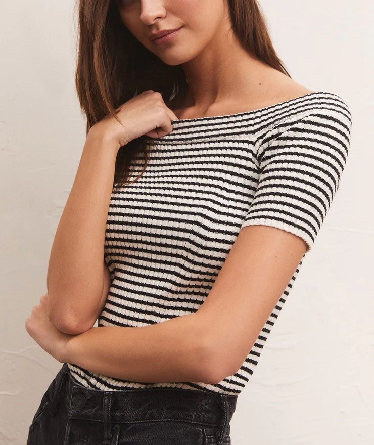 Z Supply Birdie Off Shoulder Stripe Top
