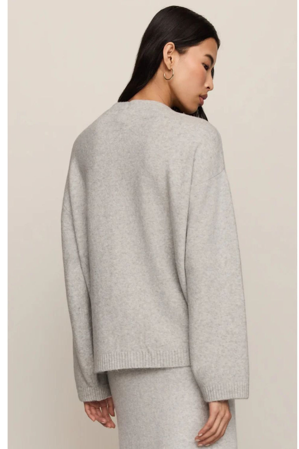 Cozy Moment Cardigan with V-neckline, button front, long sleeves, and oversized patch pockets