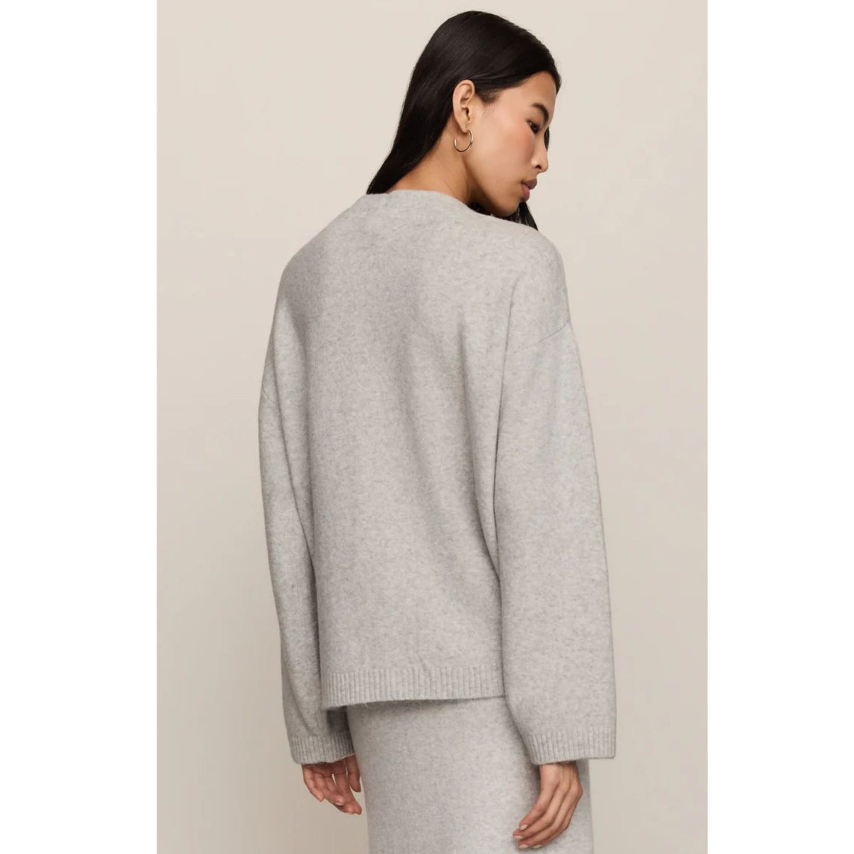 Cozy Moment Cardigan with V-neckline, button front, long sleeves, and oversized patch pockets