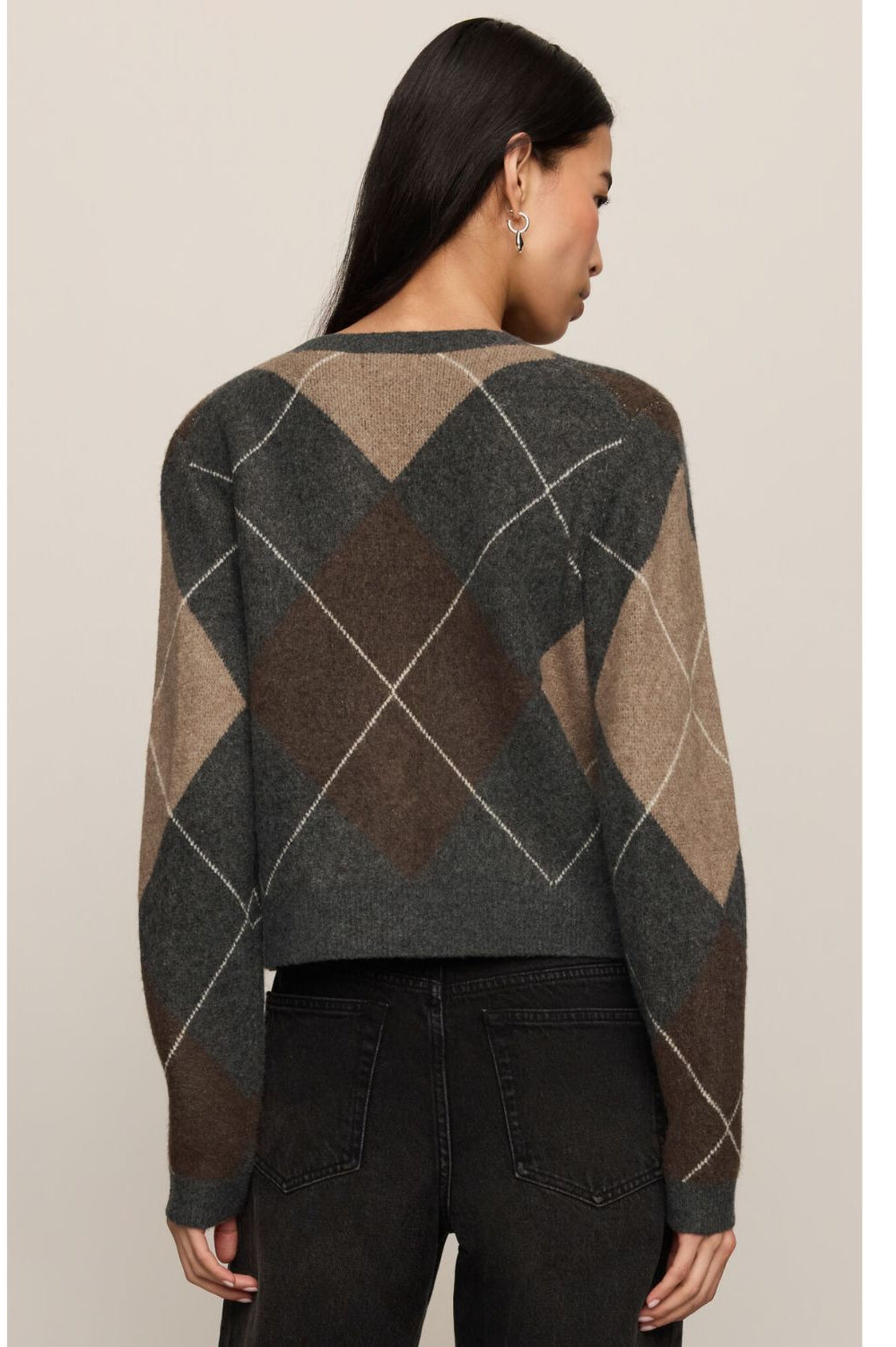 Medina Stripe Cardigan with crew neckline, long sleeves, and button-front closure.