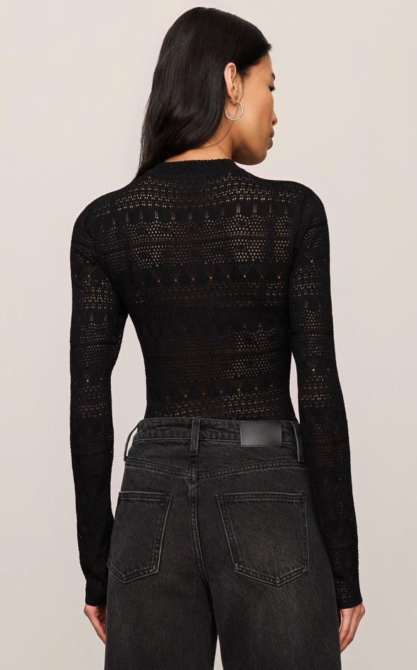 Z Supply Avery Sweater Top in Black, back view