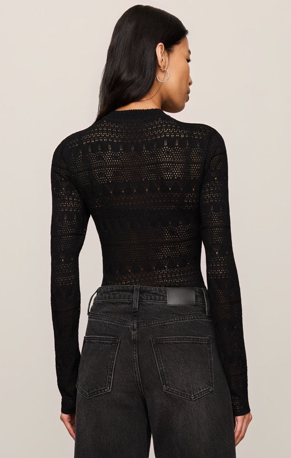 Z Supply Avery Sweater Top in Black, back view