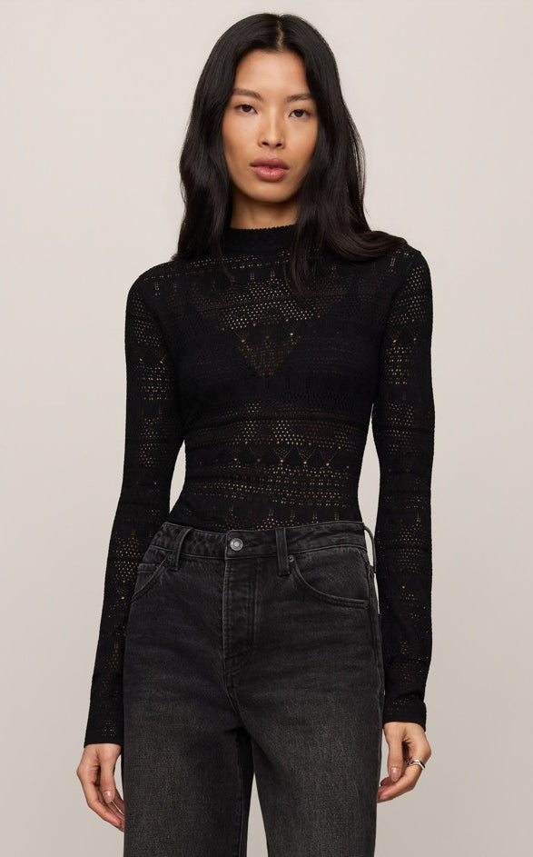 Z Supply Avery Sweater Top in Black, front view