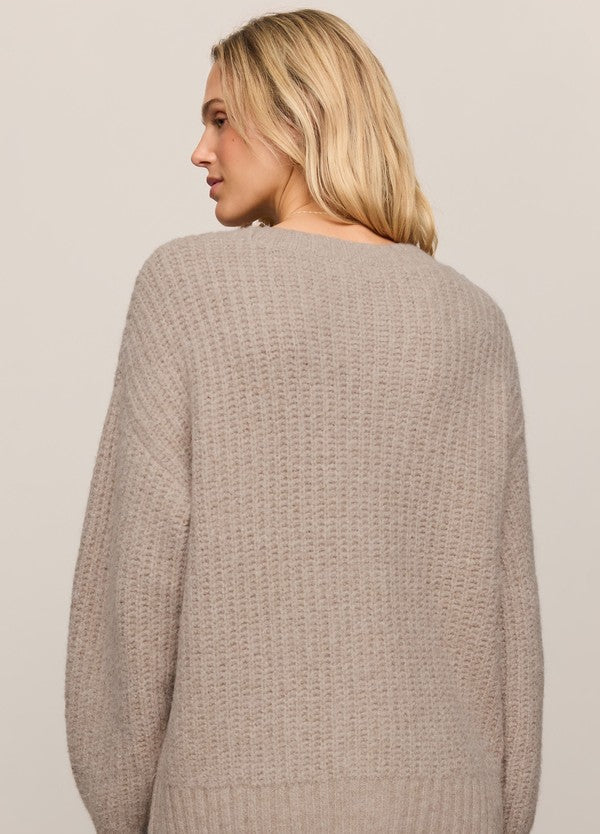 Z Supply Whitmore Cardigan in Light Khaki, back view