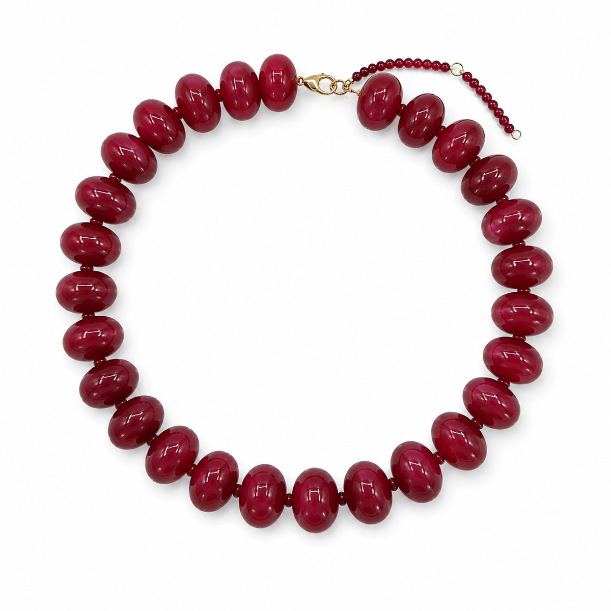 OMG Blings 20mm Resin Rondelle Beaded Necklace in Burgundy