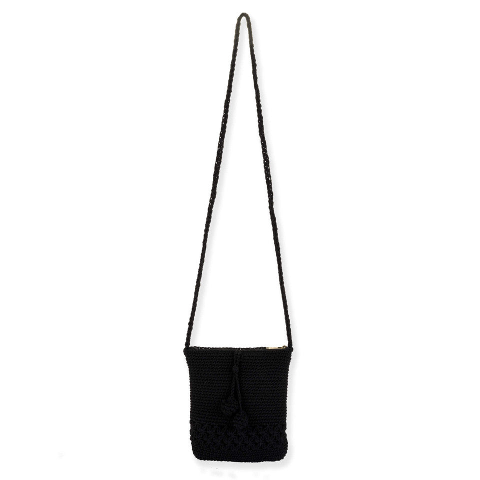 black crochet crossbody bag, crochet shoulder bag, boho black handbag, woven crossbody purse, minimalist crossbody bag, summer crochet bag, vacation crossbody purse, slim crossbody bag, boho chic handbag, lightweight crossbody bag, textured black purse, resort style crossbody
