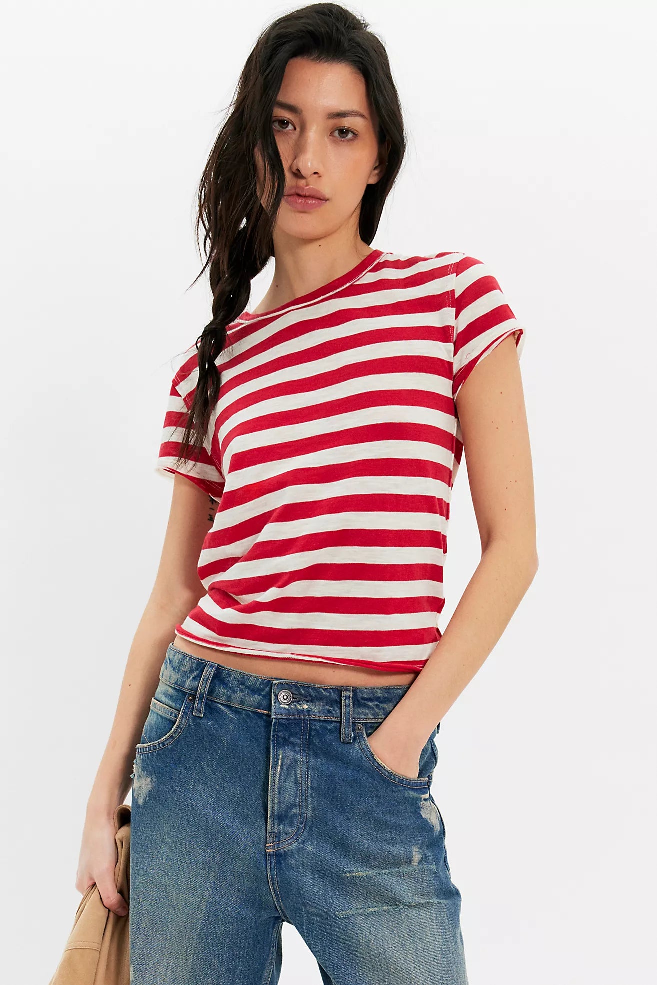 striped tee women boutique style, classic striped t shirt women, everyday essential top women, casual boutique basics women, relaxed fit striped tee, french girl style striped shirt women, timeless stripe top boutique fashion, casual chic womens tops, easy layering t shirt women, effortless everyday outfit top