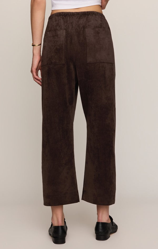 Z Supply Drift Suede Pant in Dark Roast, back view
