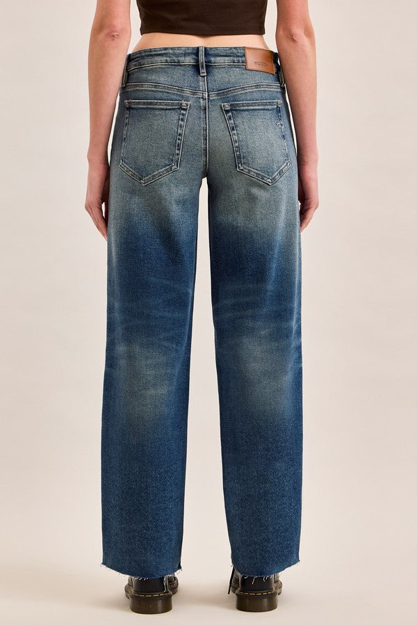 Hidden Logan Low Rise Dad Jean in Dark Vintage, back view