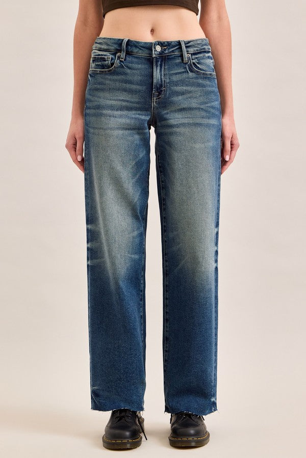 Hidden Logan Low Rise Dad Jean in Dark Vintage, front view