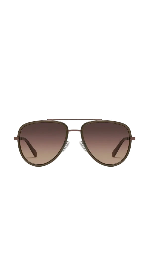 Quay All In Medium Sunglasses in Olive Dark Fawn, front view