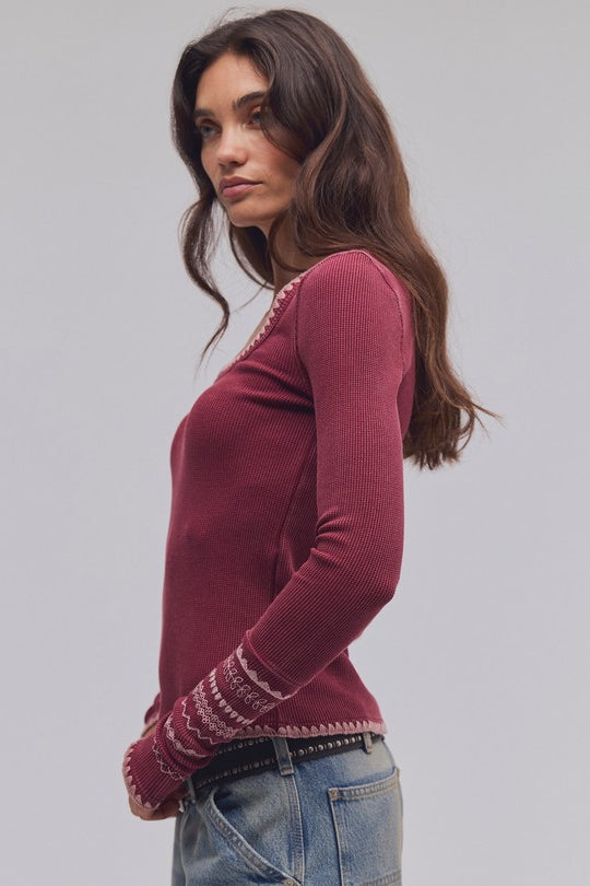 Free People Aspen Thermal in Cabernet Combo, side view